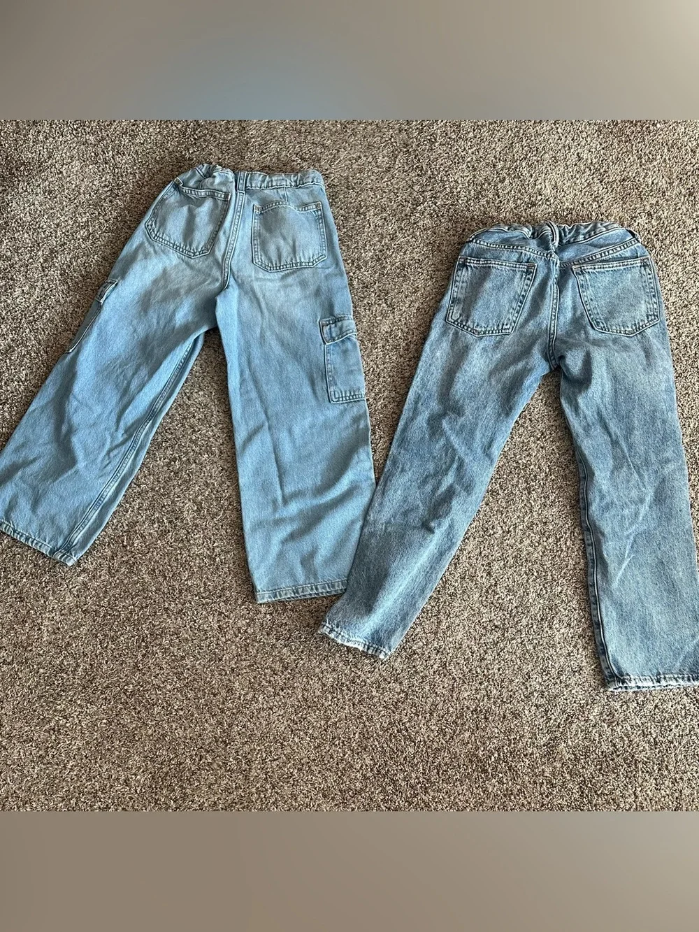GAP Kids Girls Size 8 Light Wash Jeans Bundle - Cargo Wide Leg & 90s StraightD
